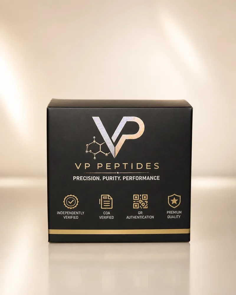 VP Peptides verified packaging with independent COA and QR authentication